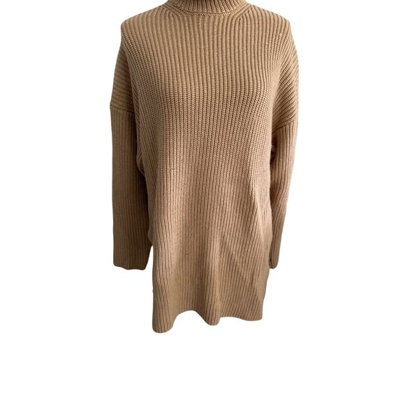 WAYF Camel Knit Turtleneck Long Sleeve Tunic Sweater Size Small - Picture 6 of 13